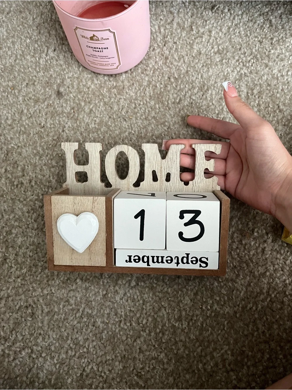 HOME Wooden Perpetual Calendar - White and Natural